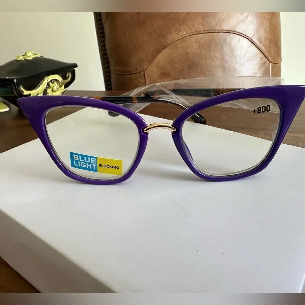 💼 Readers with Blue Light Protect. We Purple  Frames Contemporary Cat Eye